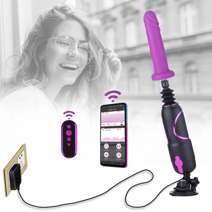 Hismith Pro Traveler 2.0, Portable Sex Machine App Controlled With Remote - 6.8" Silicone Dildo