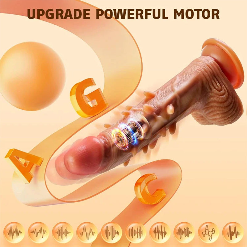 3 Thrusting & 9 Vibration G Spot Anal Stimulation Heating Dildo