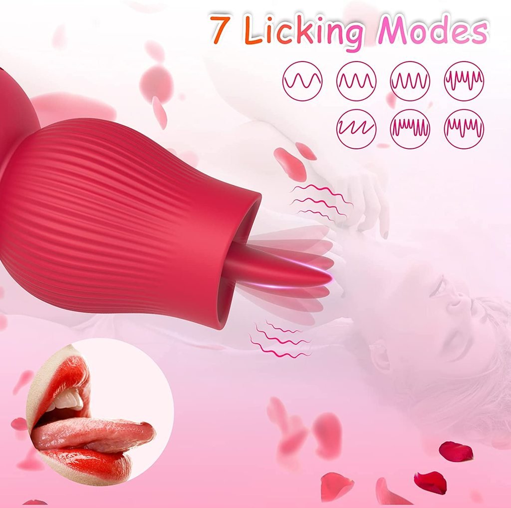 Lurevibe - Rose Sucking and Tongue Vibrator 2 in 1 Rose Toy