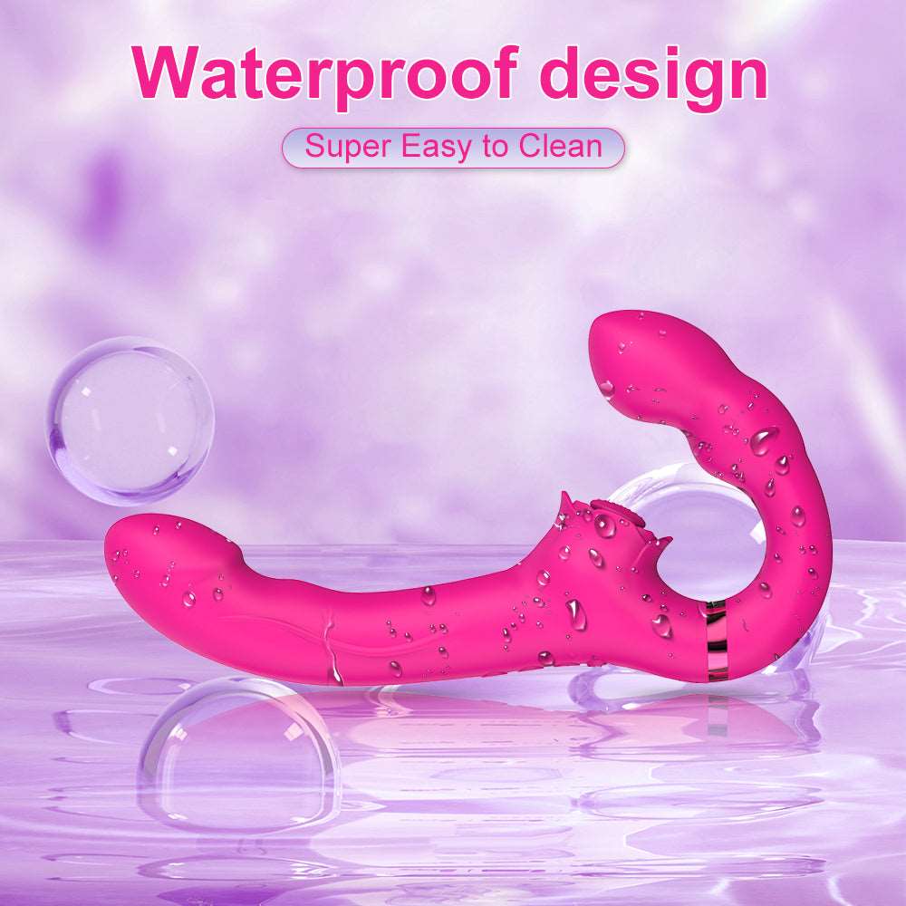 Lurevibe - 3-in-1 Rose Clit Stimulator Dual Motor Shock Panty Vibrator