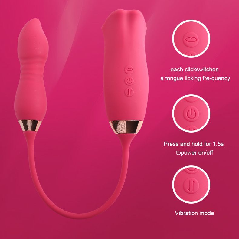 Lurevibe - Rose Muncher Scarlet Rose kiss 3-in-1 Bitting & Thrusting Vibrator