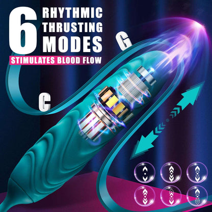 Lurevibe - Big Mouth 3in1 Rose shaped Vibrator With 9 Tongue Licking & 6 Thrusting G Spot Dildo