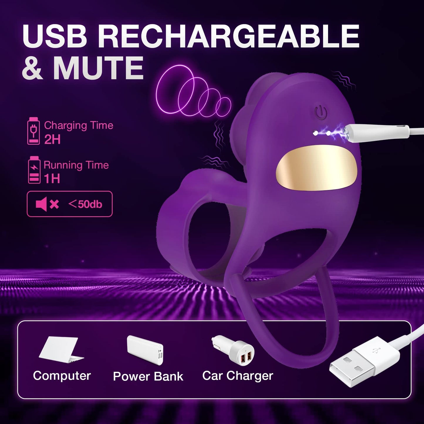 Lurevibe - 3 IN 1 Vibrating Rose Penis Ring with 10 Vibration