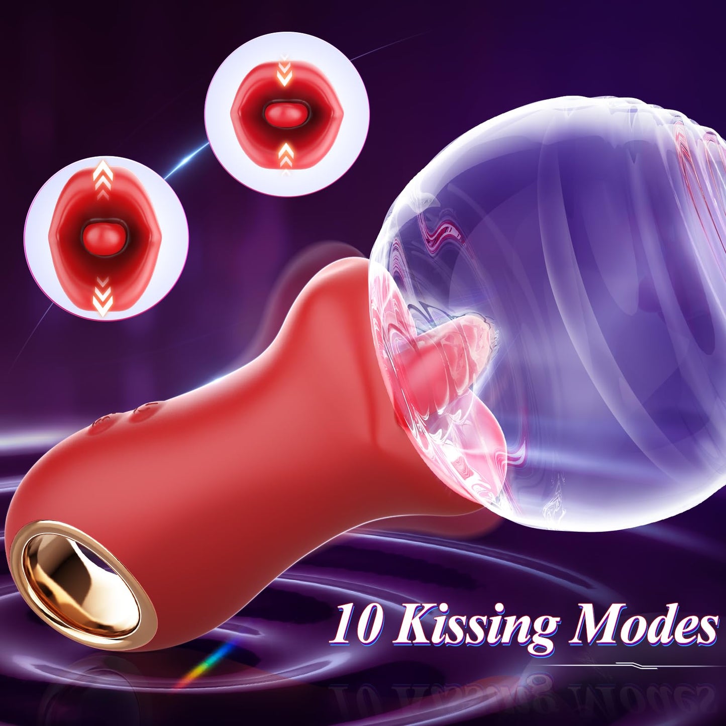 Lurevibe - 3IN1 Handle Mouth-Shaped 10 Tongue Licking Kissing