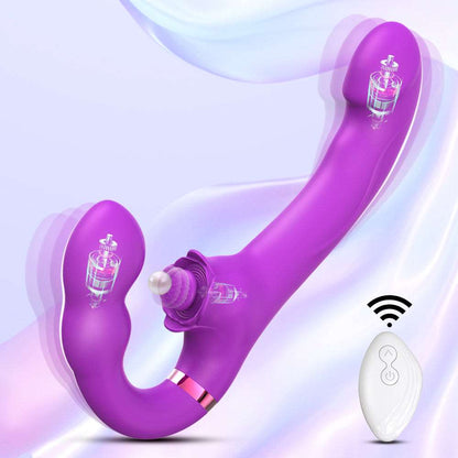 Lurevibe - 3-in-1 Rose Clit Stimulator Dual Motor Shock Panty Vibrator