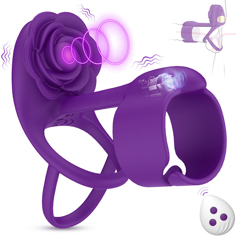 Lurevibe - 3 IN 1 Vibrating Rose Penis Ring with 10 Vibration