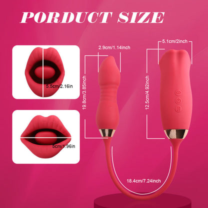 Lurevibe - Rose Muncher Scarlet Rose kiss 3-in-1 Bitting & Thrusting Vibrator