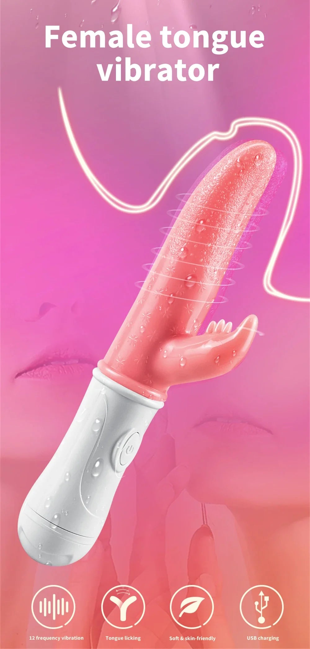 G-spot Clitoral Stimulation 12 Frequency Simulation Tongue Vaginal Massage Vibrator