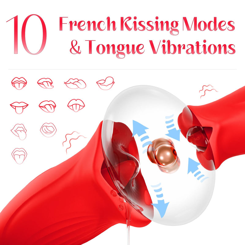 Lurevibe - Rose Muncher Lippenzungen-Saugvibrator mit klopfendem Dildovibrator 