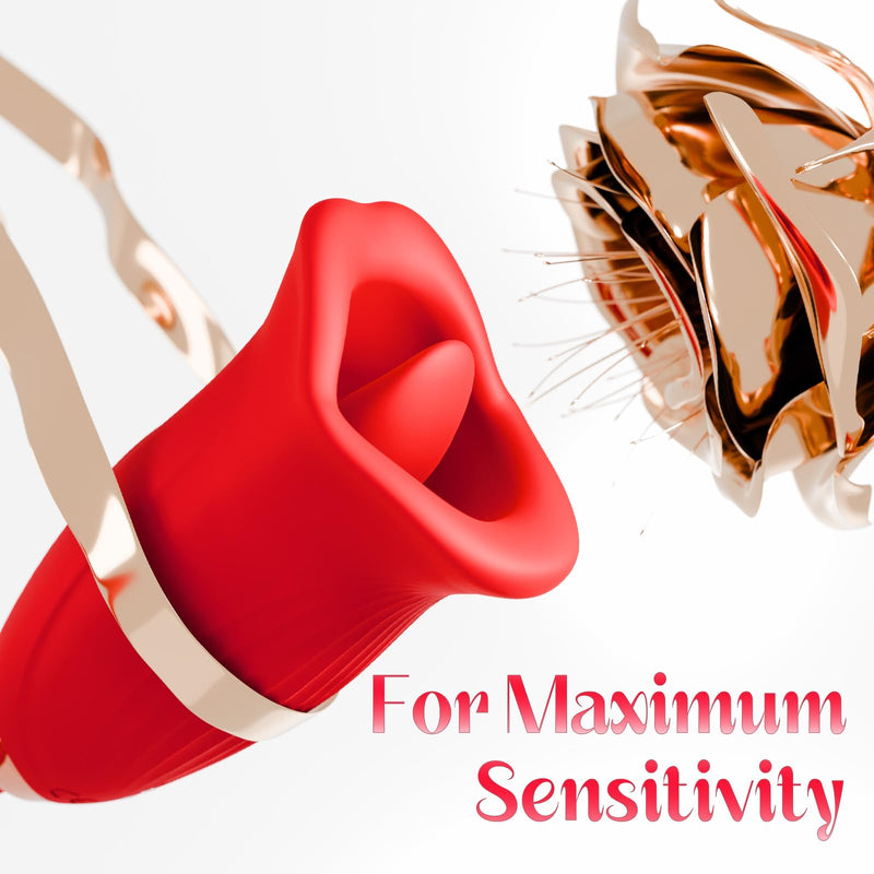 Lurevibe - Rose Muncher Lippenzungen-Saugvibrator mit klopfendem Dildovibrator 