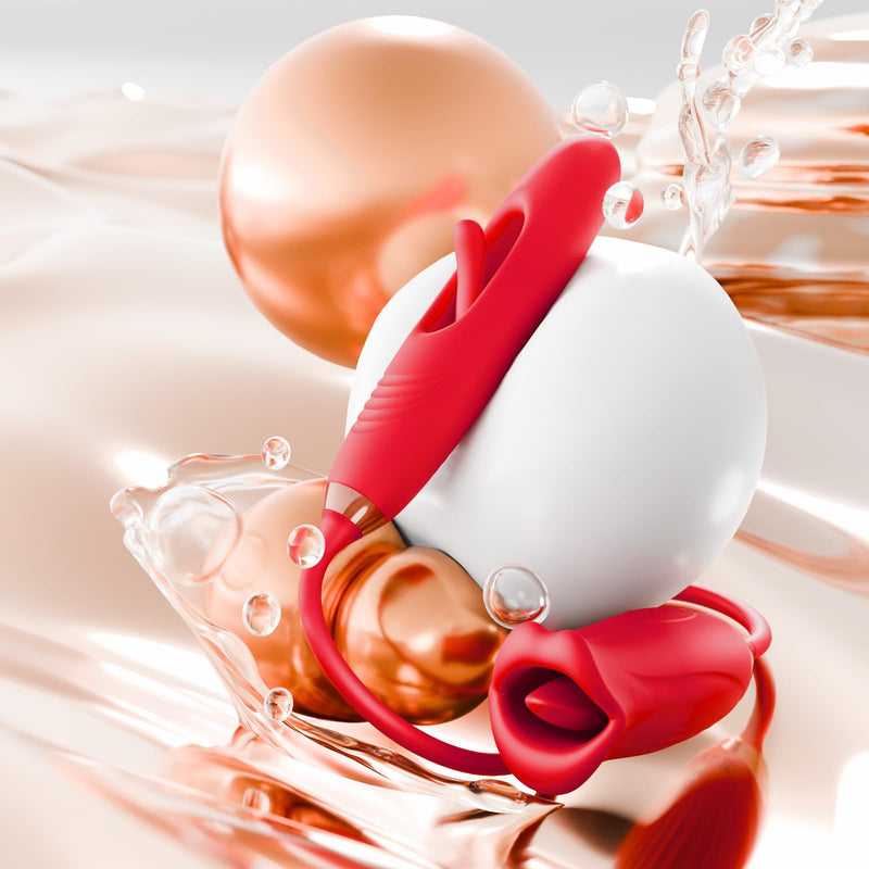 Lurevibe - Rose Muncher Lippenzungen-Saugvibrator mit klopfendem Dildovibrator 