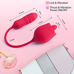 Lurevibe - Rose Female Tongue Licking Egg Jumping Telescopic Masturbation Device Double-headed Vibrating Sex Toy