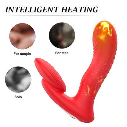 Remote Control Silicone Vibrator 10 Vibration Heating Prostate Massager