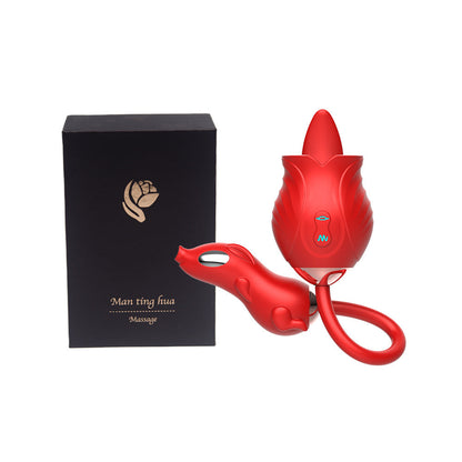 Lurevibe - New Rose Double Head Tongue Licking Vibration Jump Egg For Women